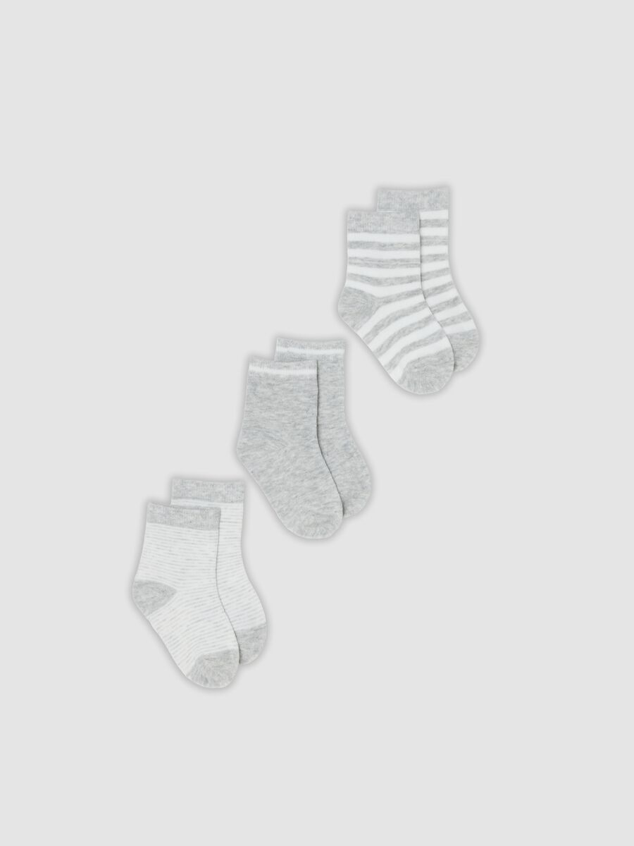 Tripack di calze grigie in cotone organico elasticizzato_0