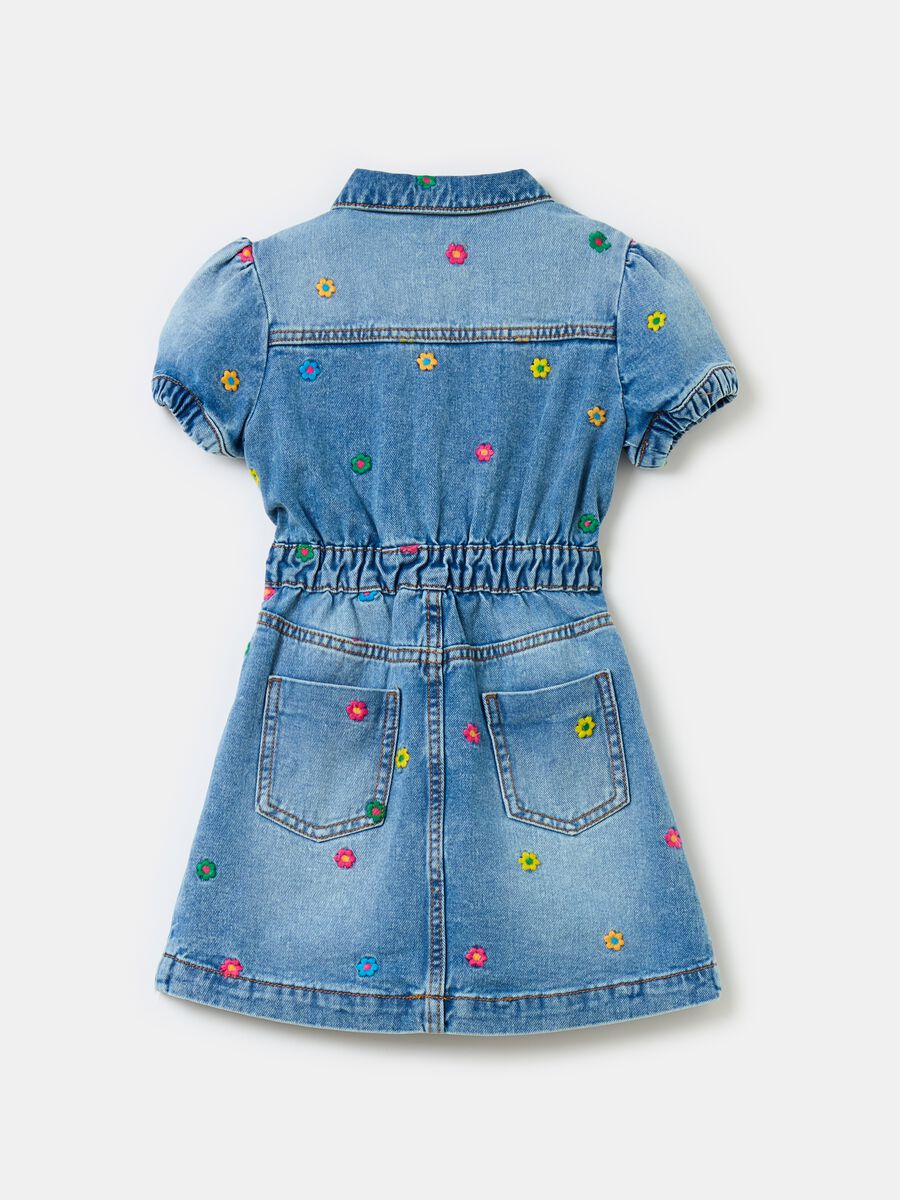Denim dress with floral embroidery_1