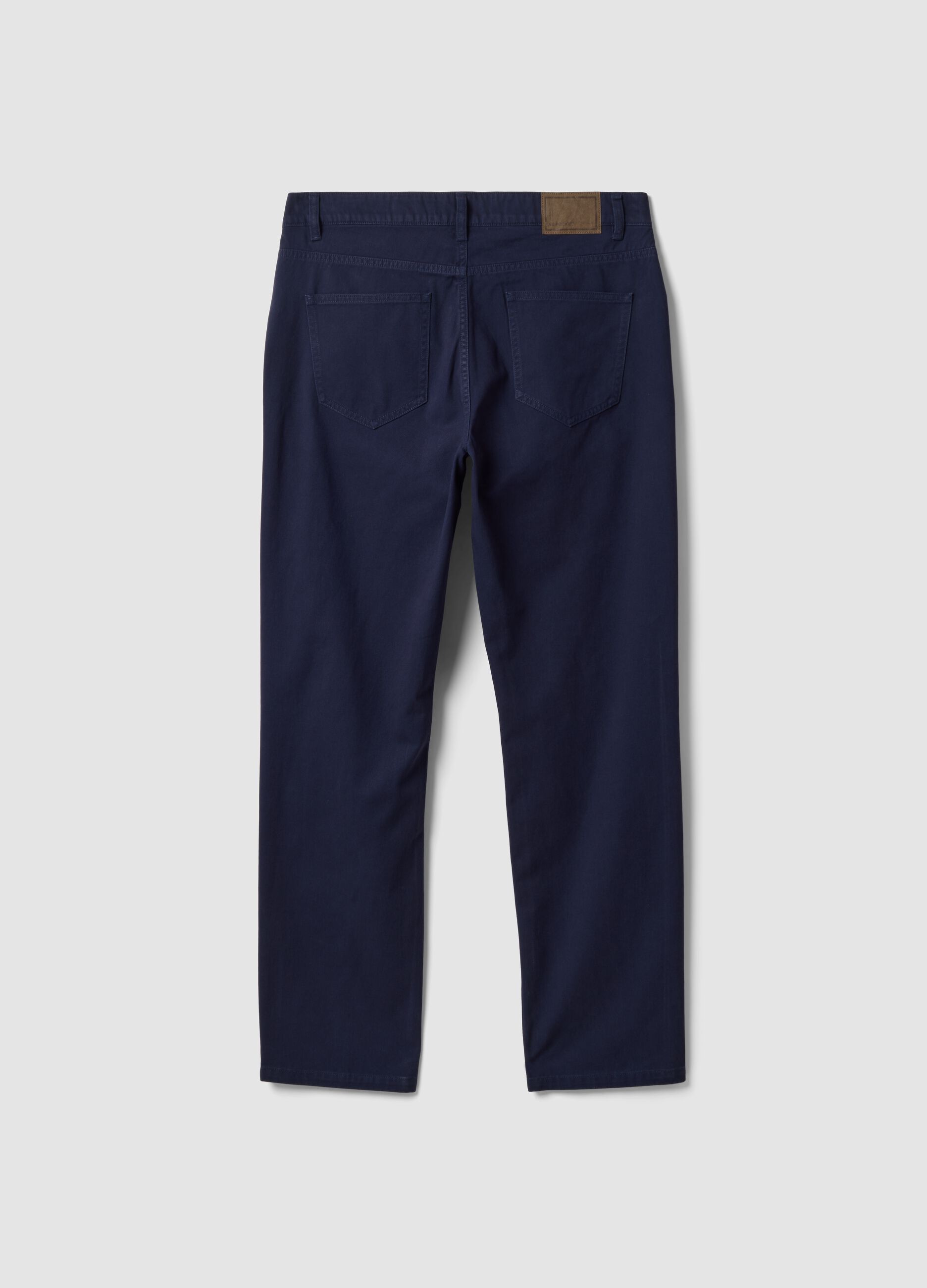 Blue pure cotton five-pocket trousers