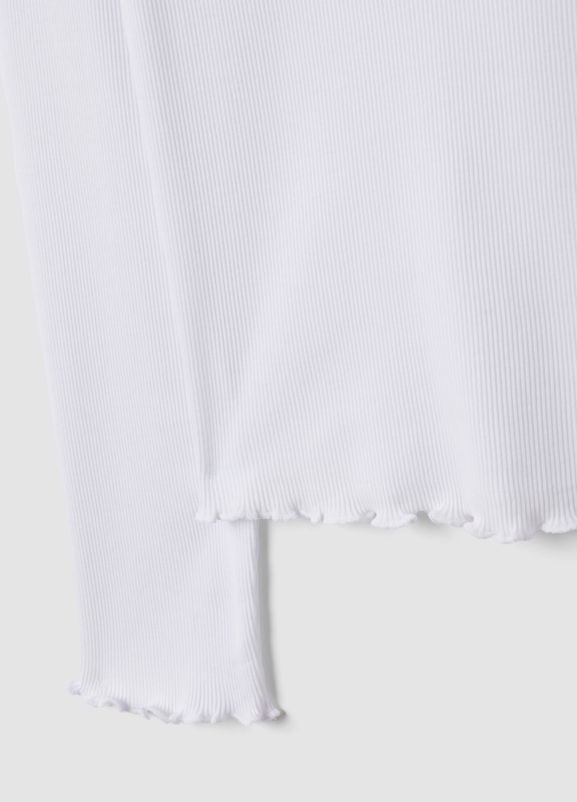 White pure cotton long-sleeve crew-neck T-shirt, regular fit
