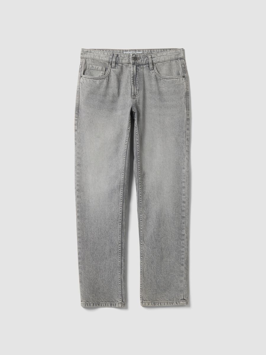 Graue Denim-Jeans aus reiner Baumwolle, Regular Fit_4