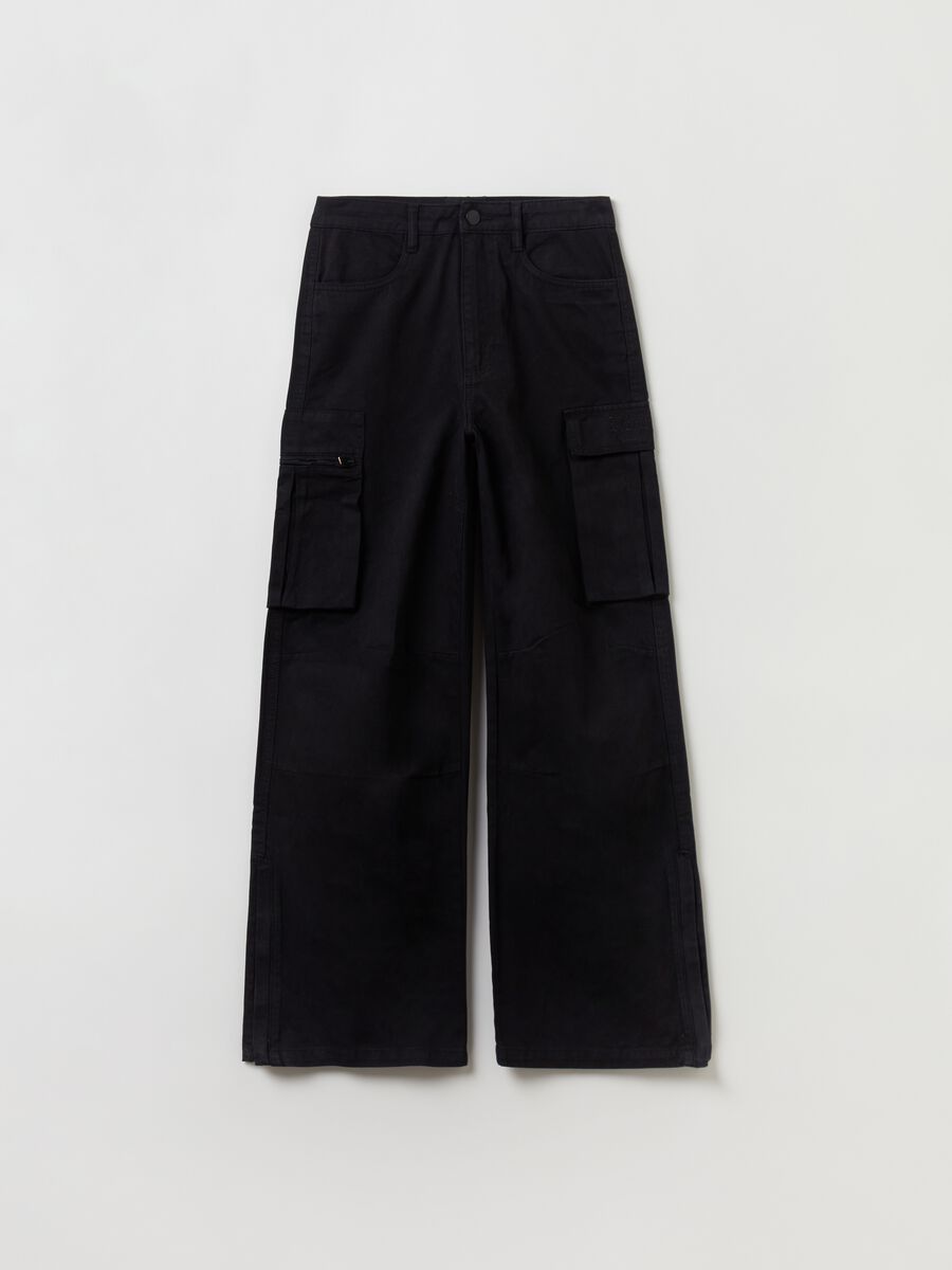 Black Wide-Leg Cargo Trousers_5