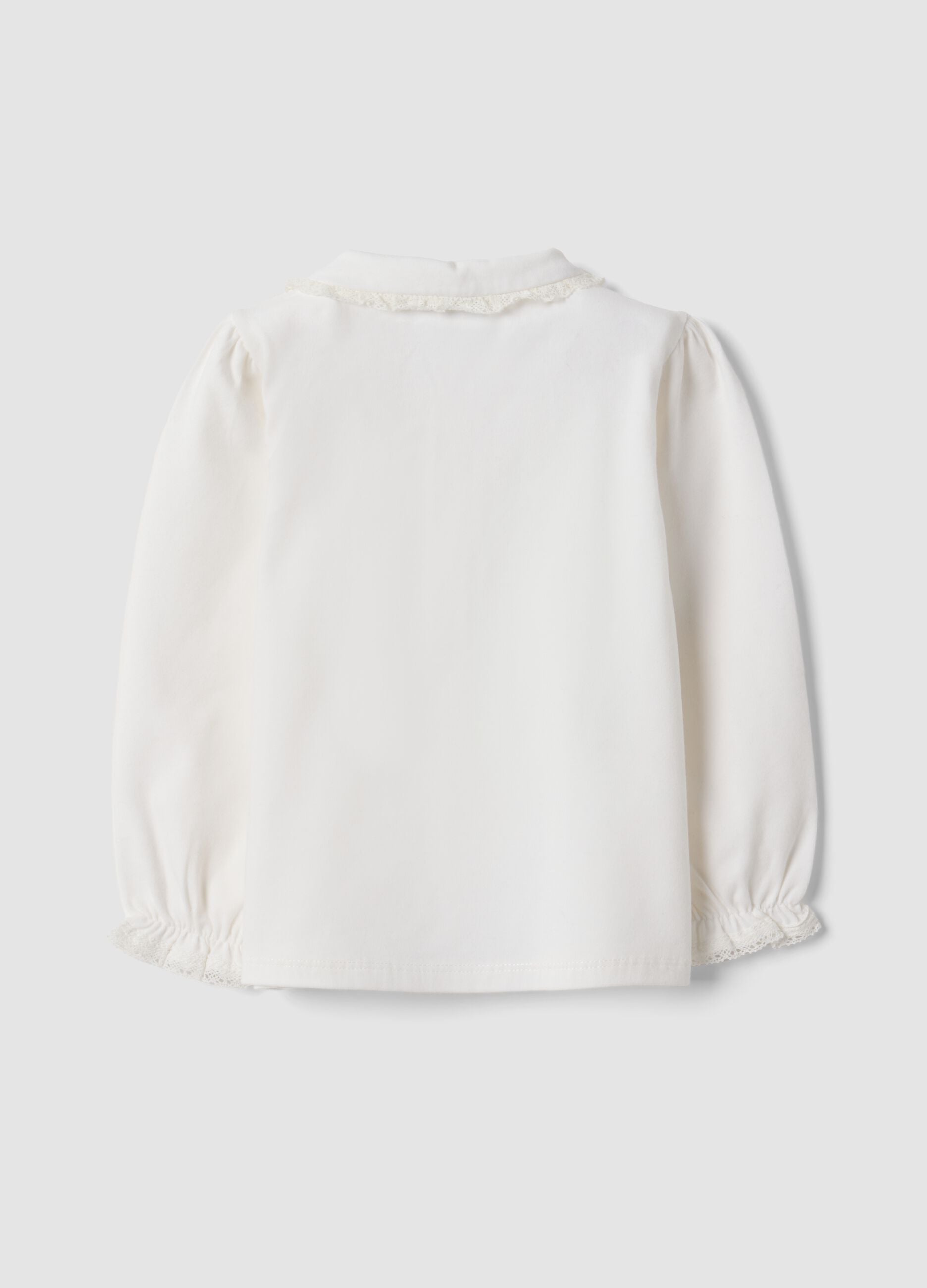 Polo branco em algod&atilde;o org&acirc;nico el&aacute;stico