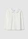 White polo with ruffles for girls in stretch cotton regular fit_0