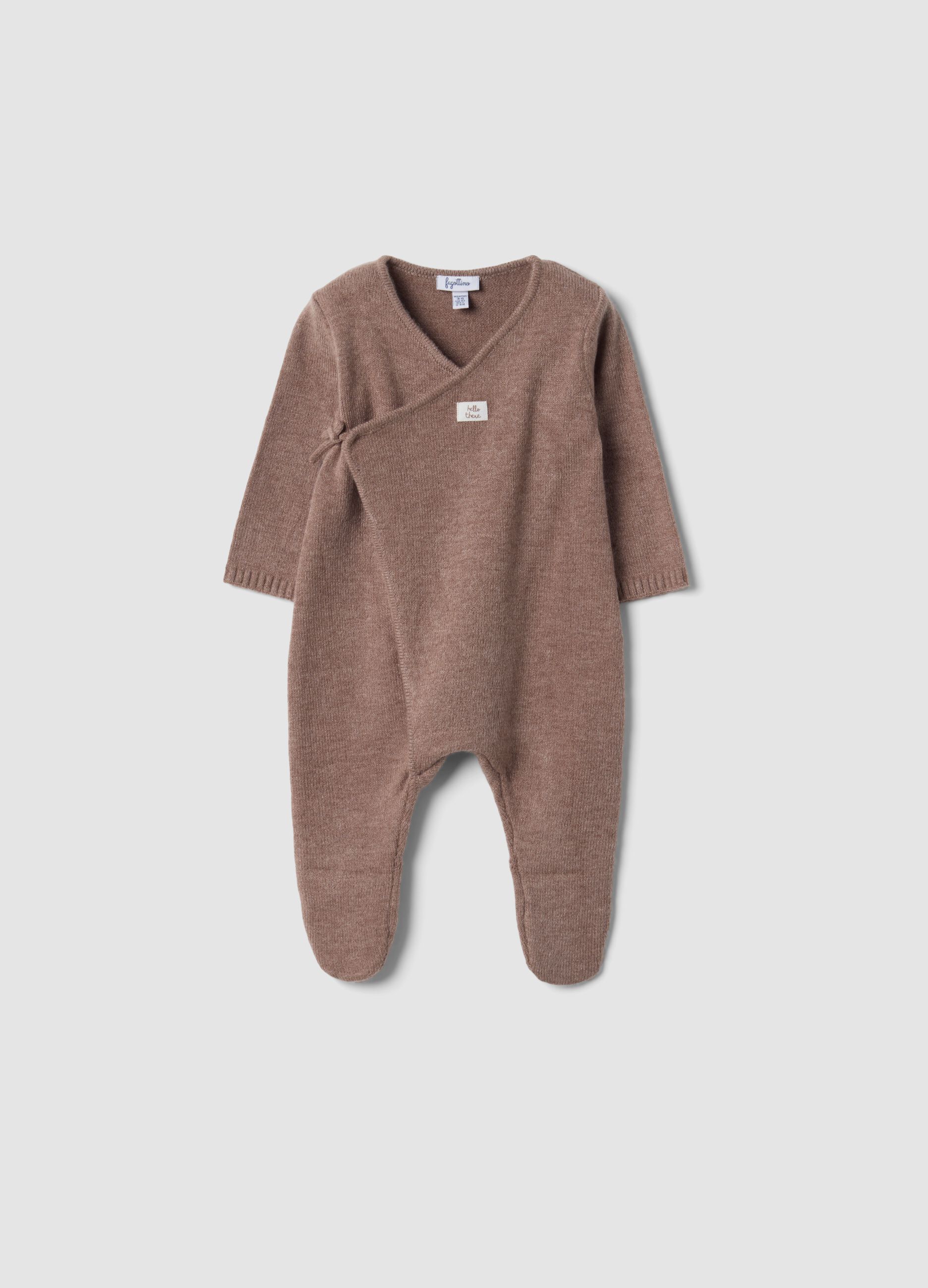 Tutina marrone con piedini e maniche lunghe