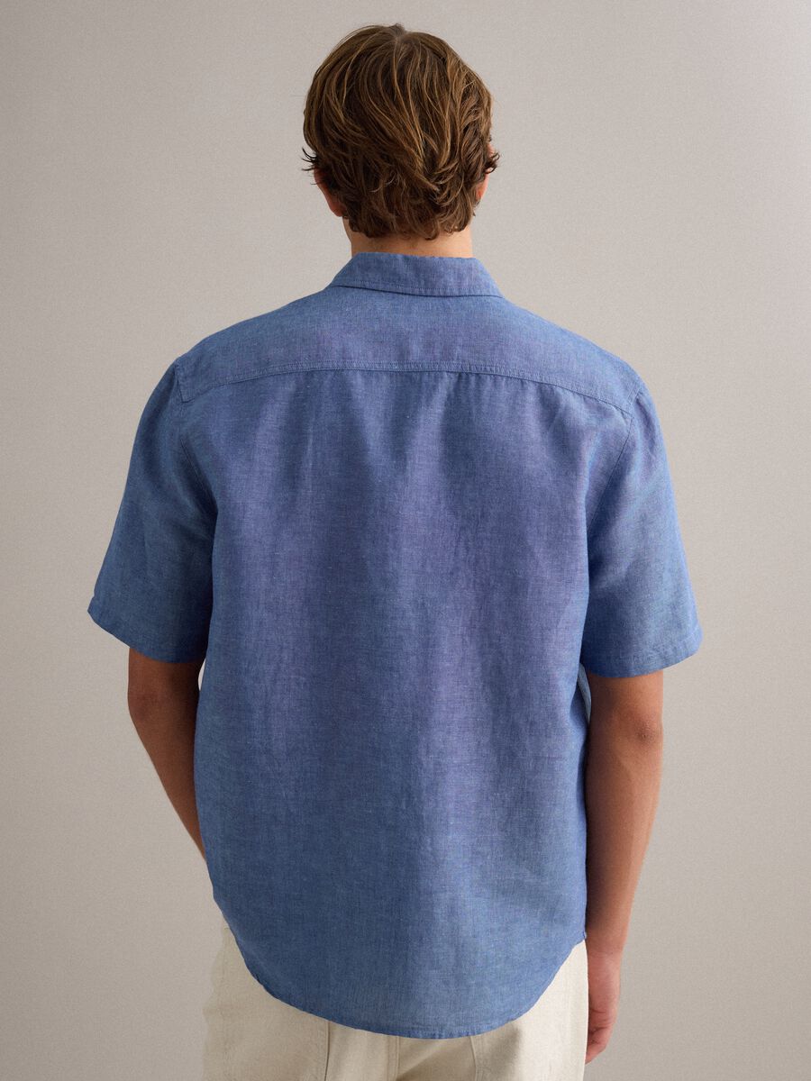 Herrenblaues Hemd aus Leinen-Baumwoll-Mischung_3