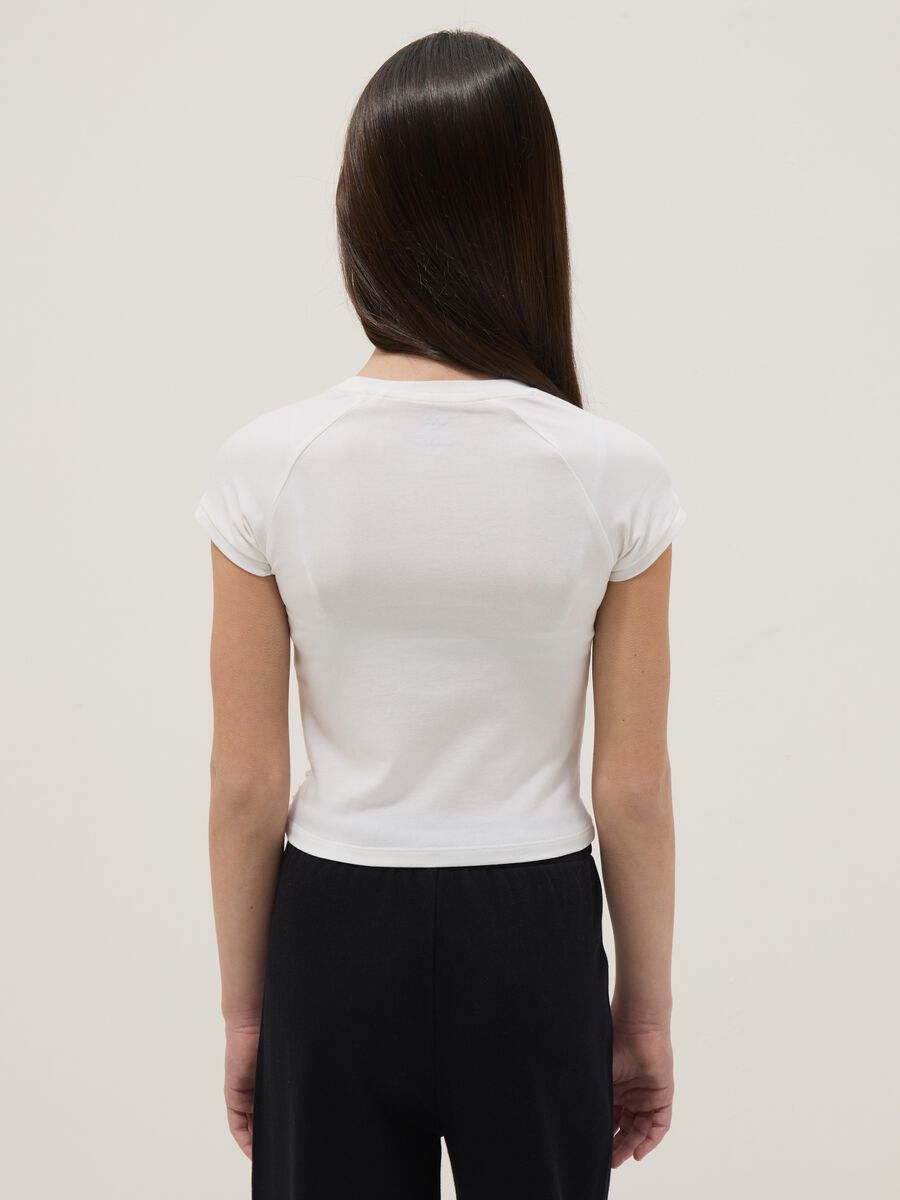 Girls' White Stretch Cotton Slim Fit T-shirt_1