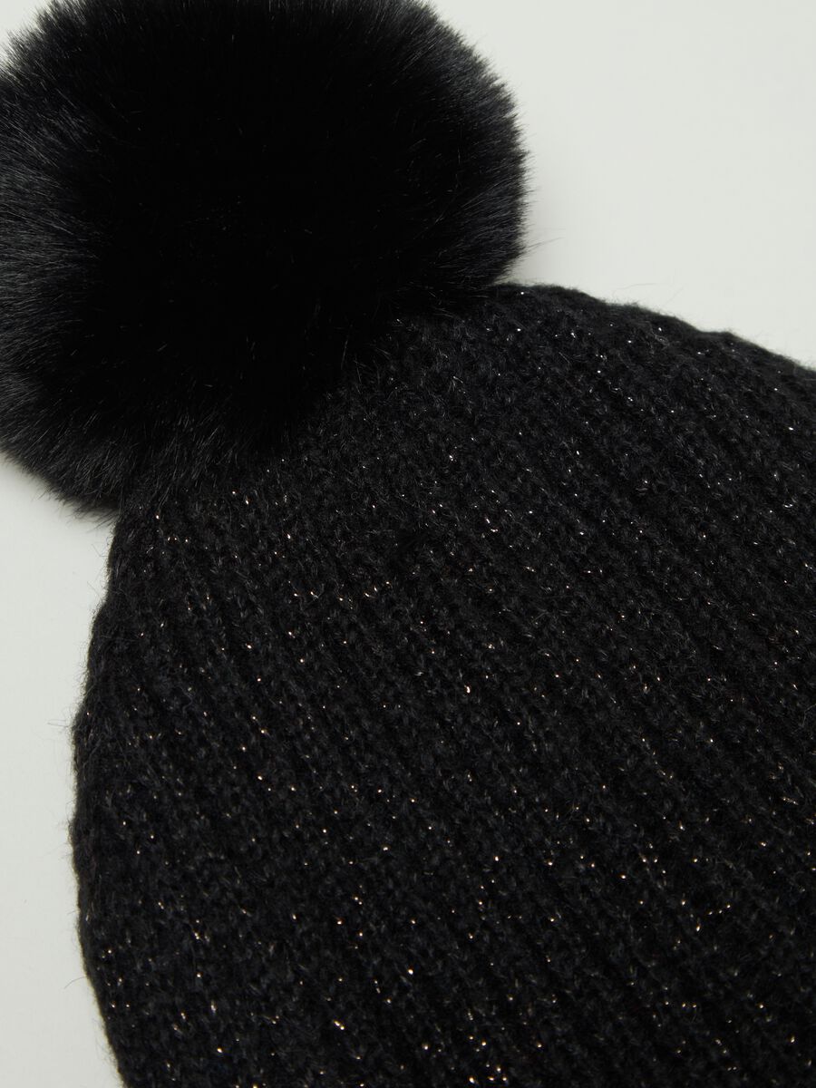 Hat in lurex with pompom_2