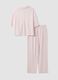 Pink pure viscose striped V-neck pyjamas, regular fit_6