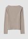 T-shirt bege em viscose el&aacute;stica com gola redonda_6