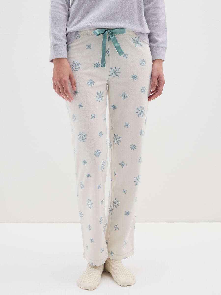 Multicolour fleece blend regular fit pyjamas_3