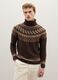 Regular fit brown turtleneck jumper with jacquard pattern_2