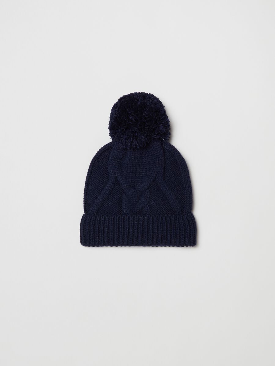 Knitted hat with pompom_0