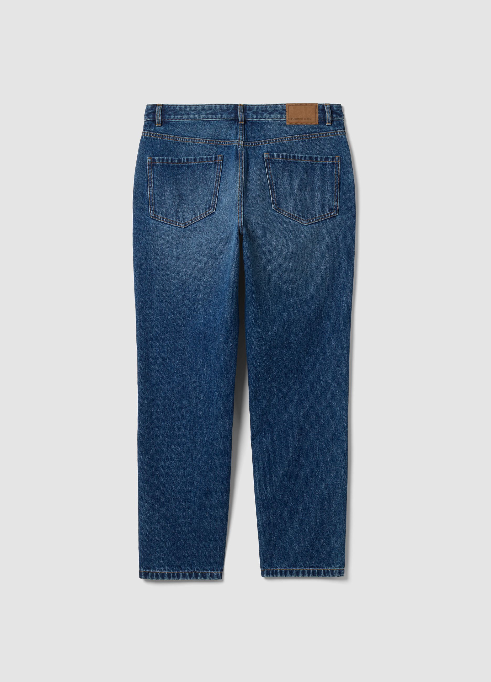 Pure cotton denim jeans, regular tapered fit