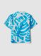 Blue and white pure cotton shirt with tropical print_1