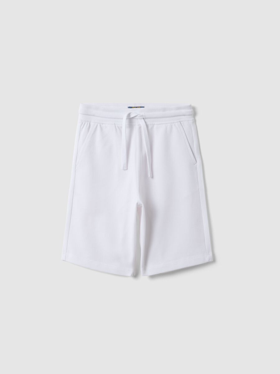 White pure cotton regular fit kids shorts_0