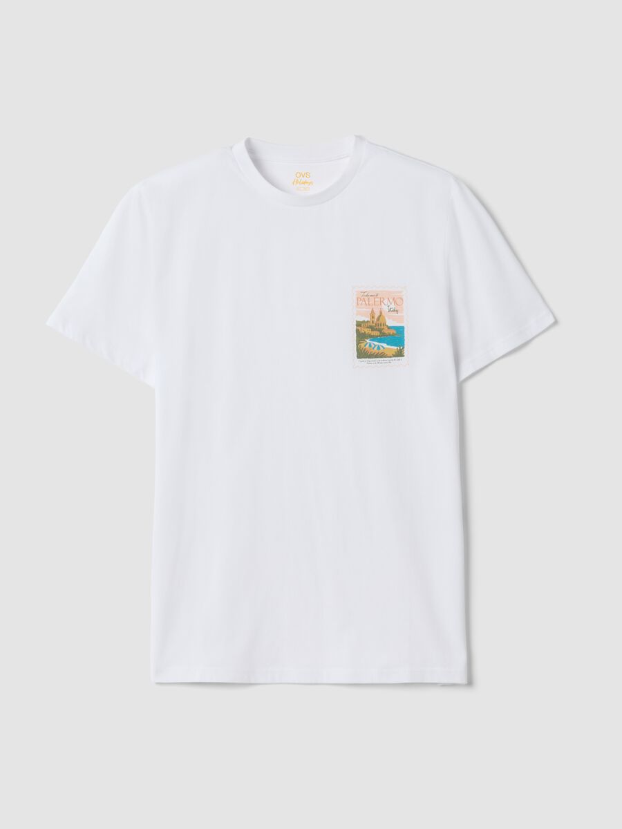 Wei&szlig;es T-Shirt aus reiner Baumwolle mit Print, Regular Fit_4