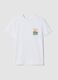 Wei&szlig;es T-Shirt aus reiner Baumwolle mit Print, Regular Fit_4