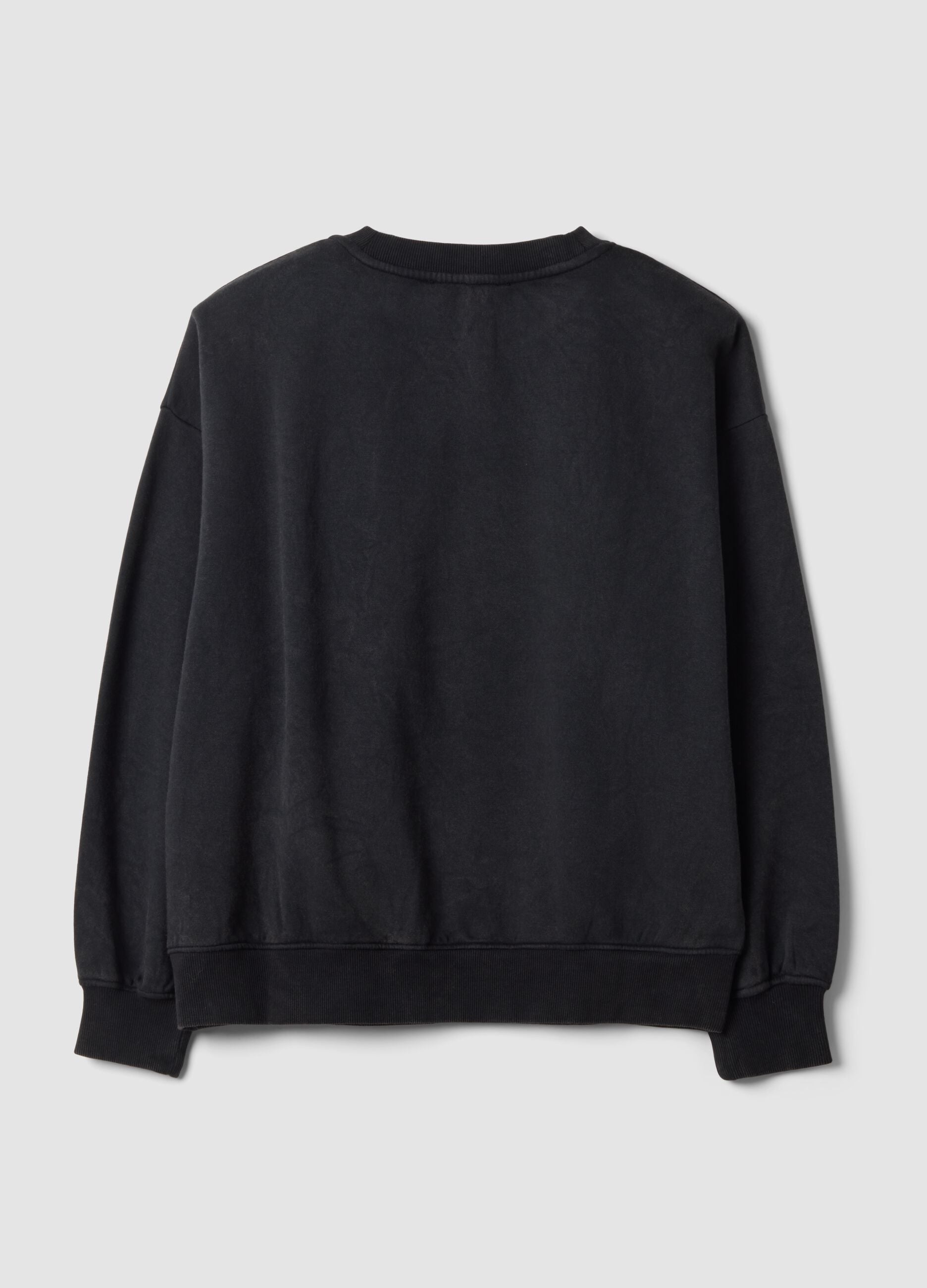 Black cotton-blend crew-neck sweatshirt with star print