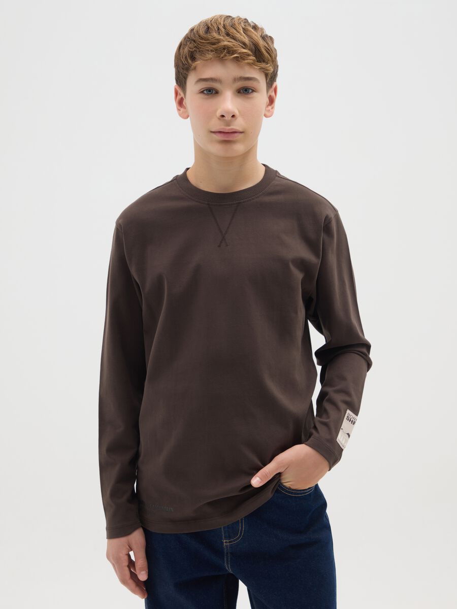 Boys' brown pure cotton over-fit T-shirt_0