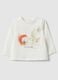 White cotton-blend baby T-shirt with teddy bear print, regular fit_0