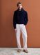 Navy blue crew-neck jumper in pure merino wool, regular fit_1