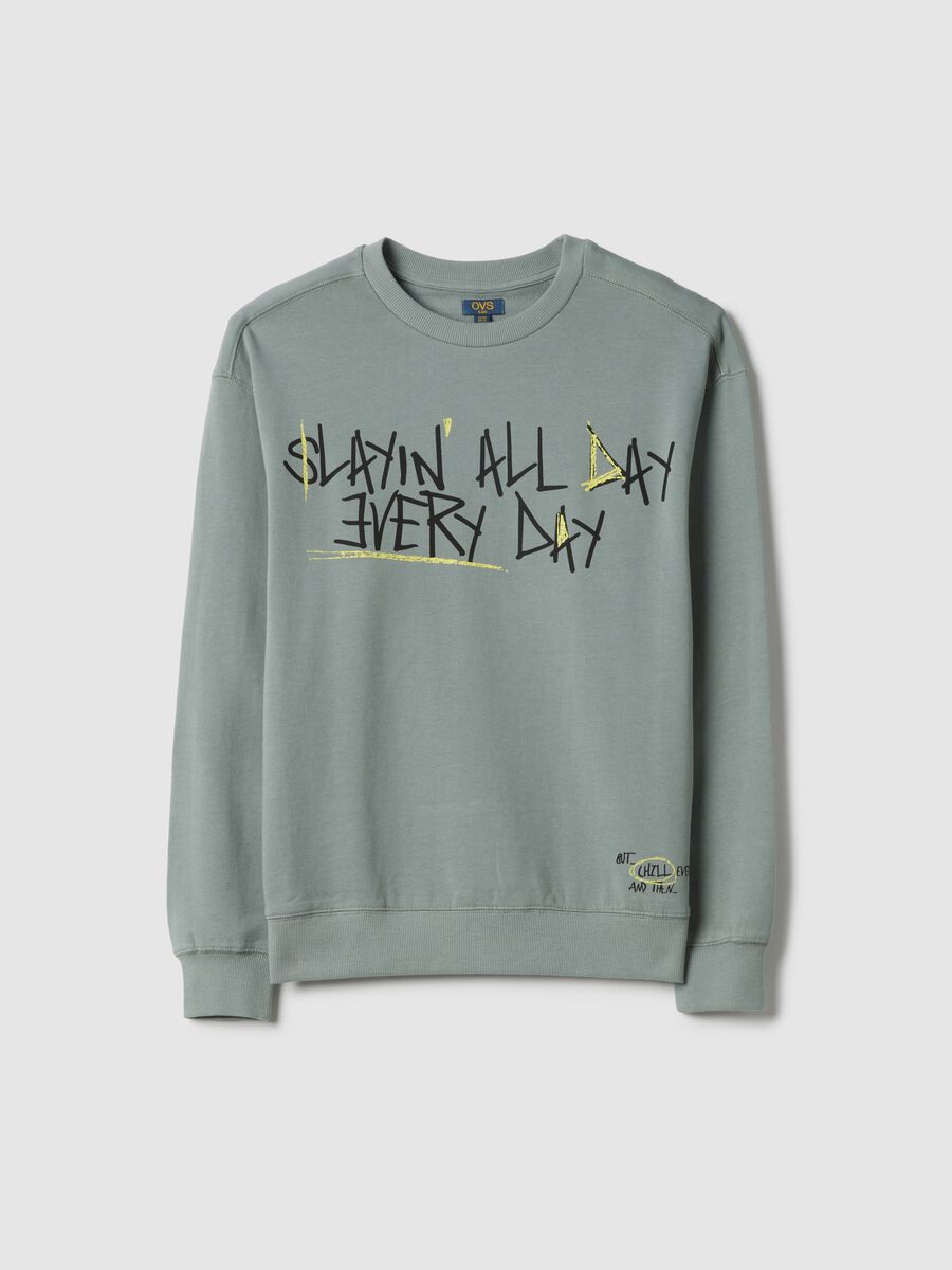 Over fit green pure cotton sweatshirt for boys with print_3