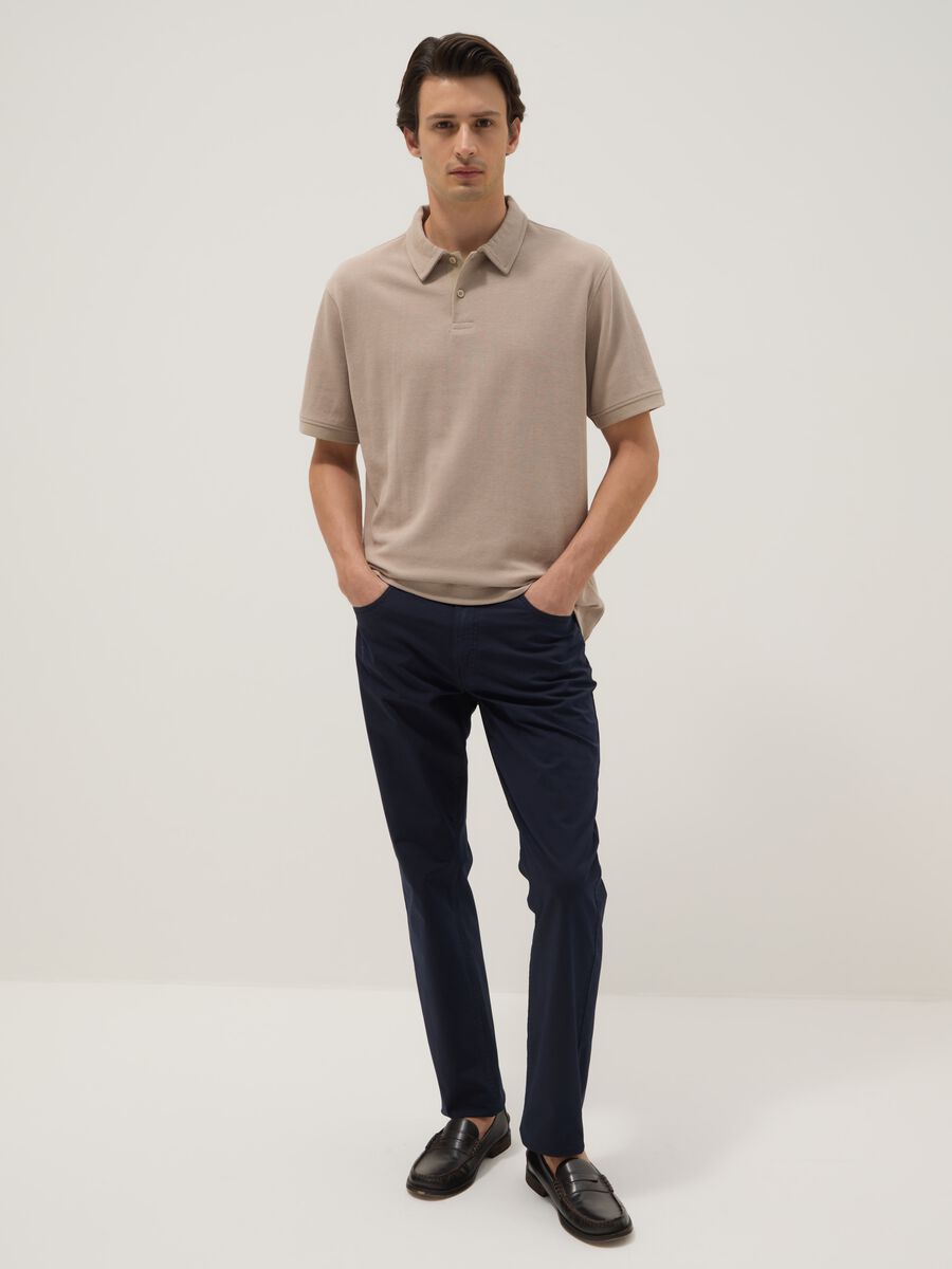 Slim Fit Stretch Cotton Blue Trousers_0