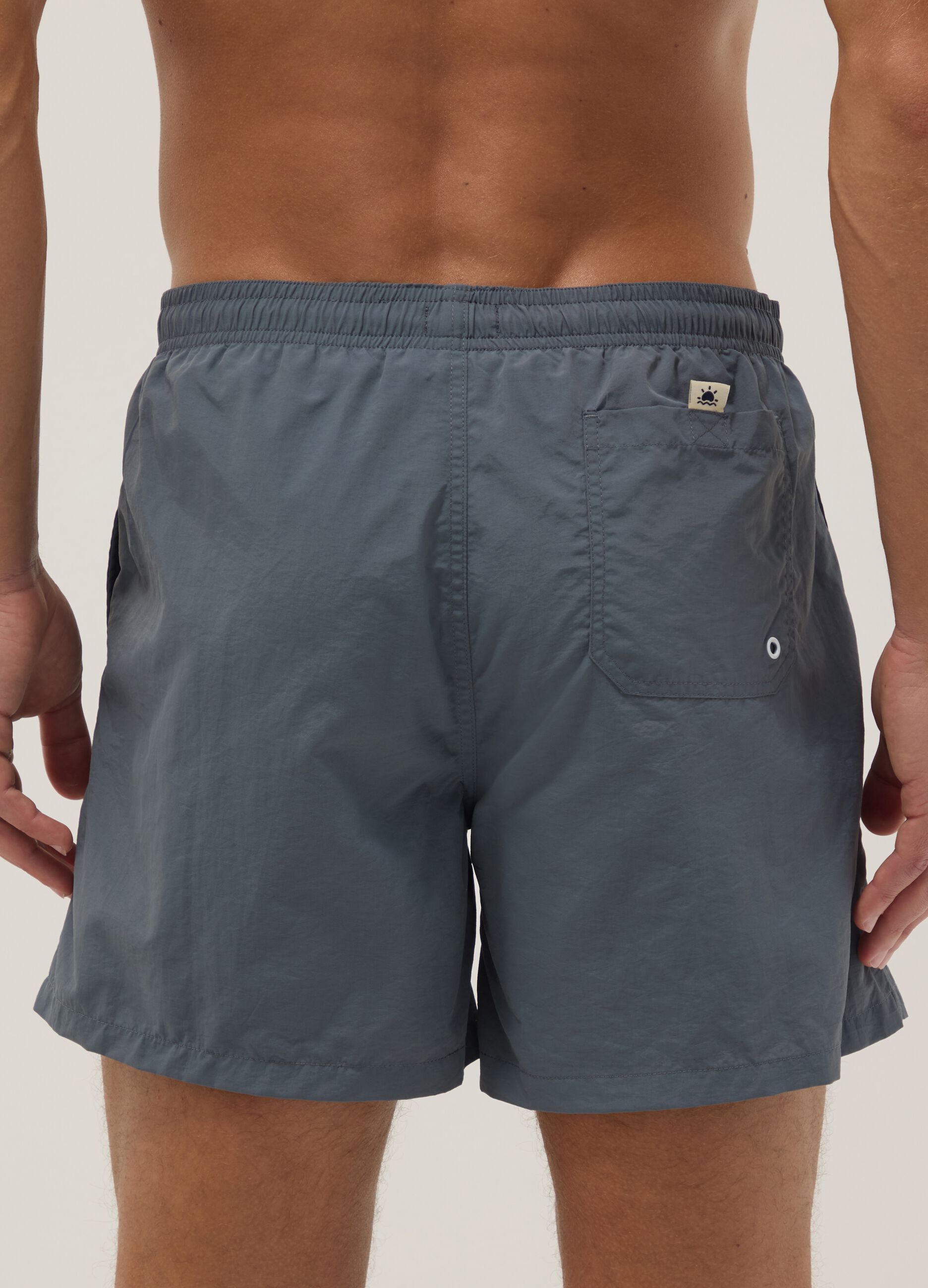 Grey regular-fit swim shorts with drawstring