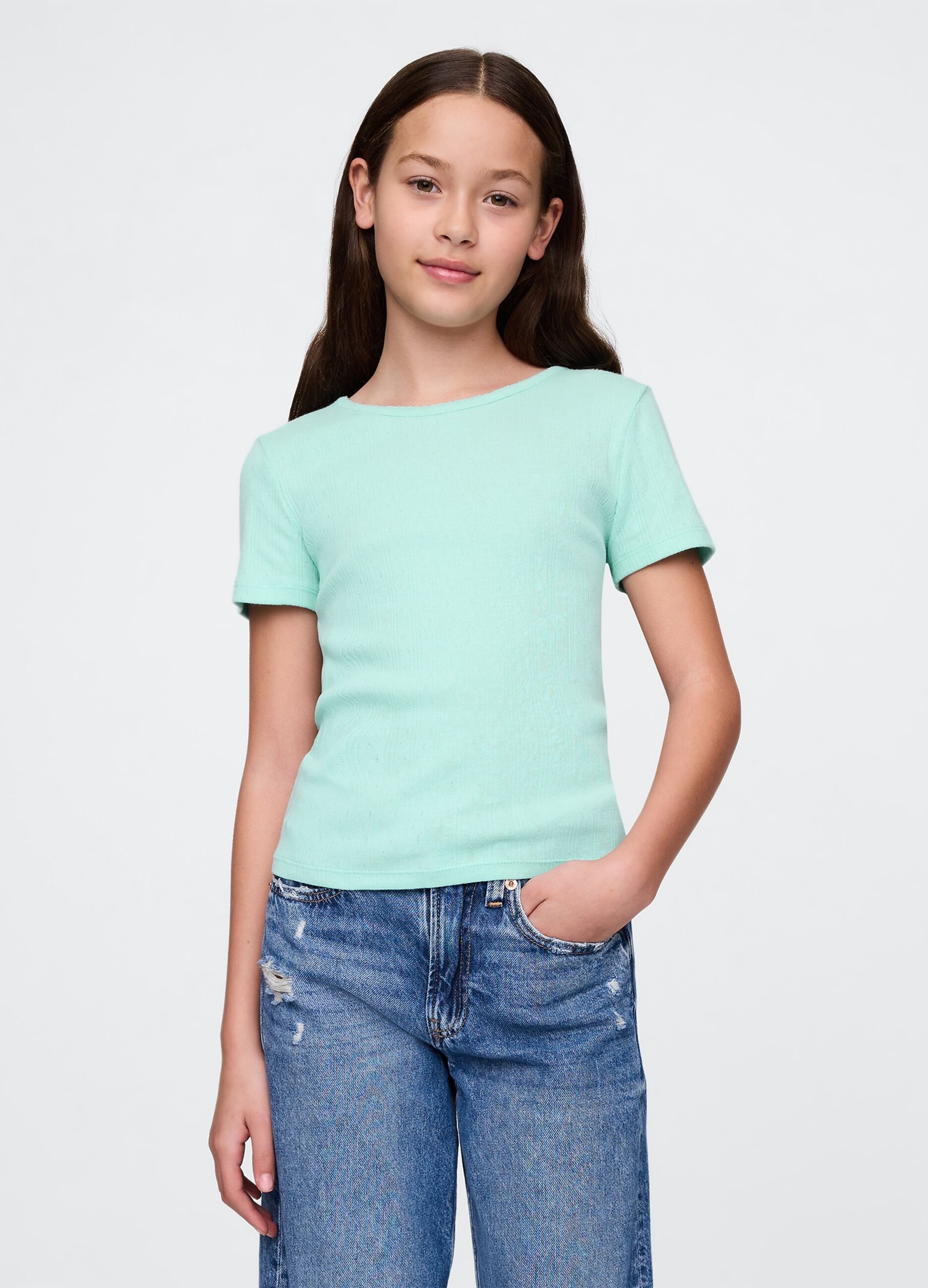 M&auml;dchent-Shirt aus reiner Baumwolle in Hellblau