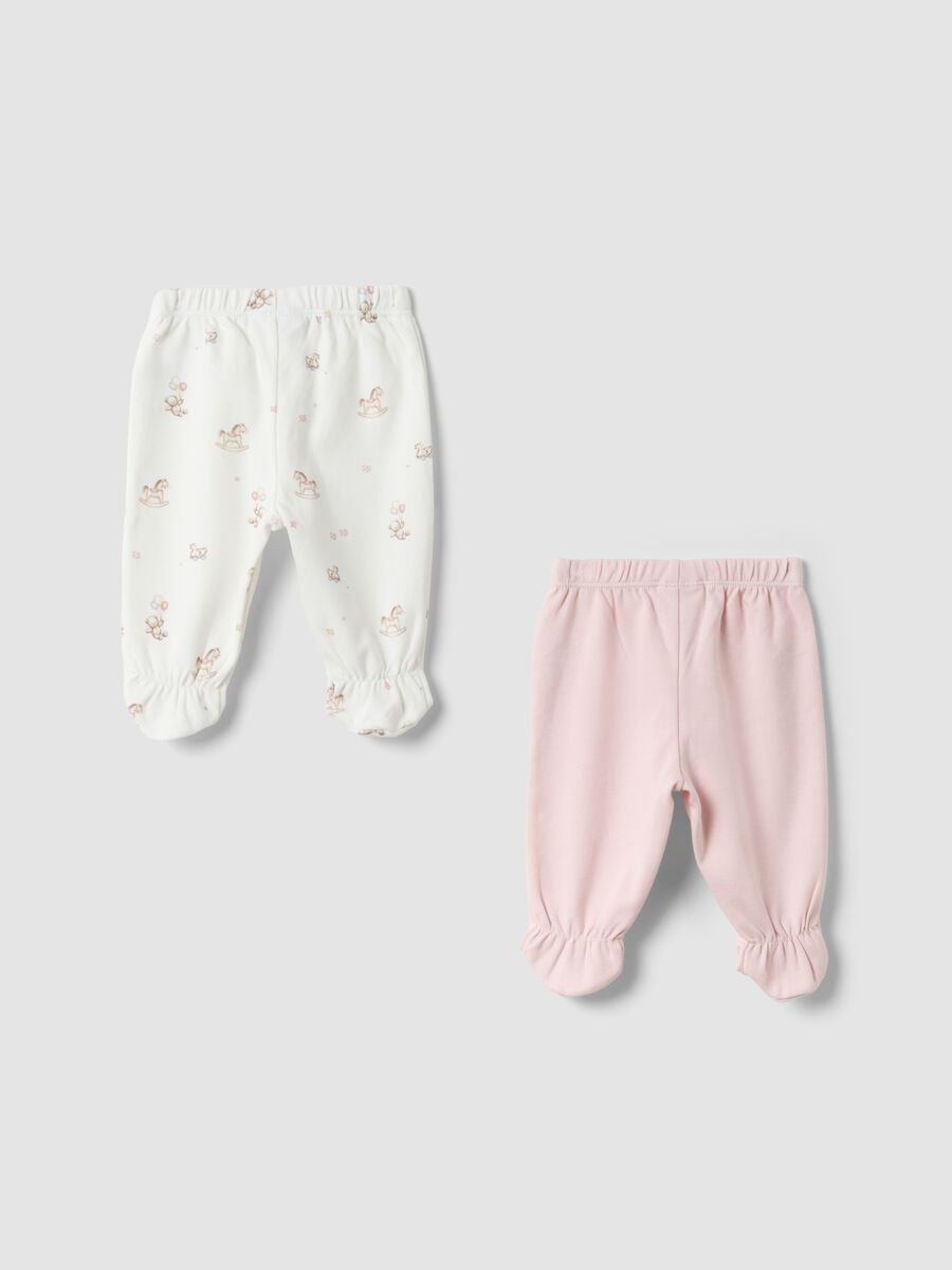2er-Pack rosa-wei&szlig;e Leggings aus Bio-Baumwolle mit Fu&szlig;teil_1
