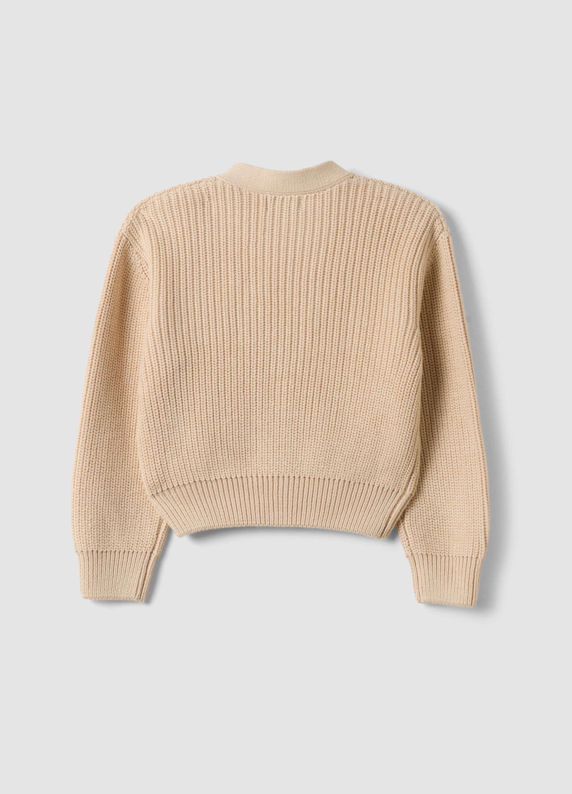 Beiger Cardigan aus Baumwollmischung mit Kn&ouml;pfen f&uuml;r M&auml;dchen
