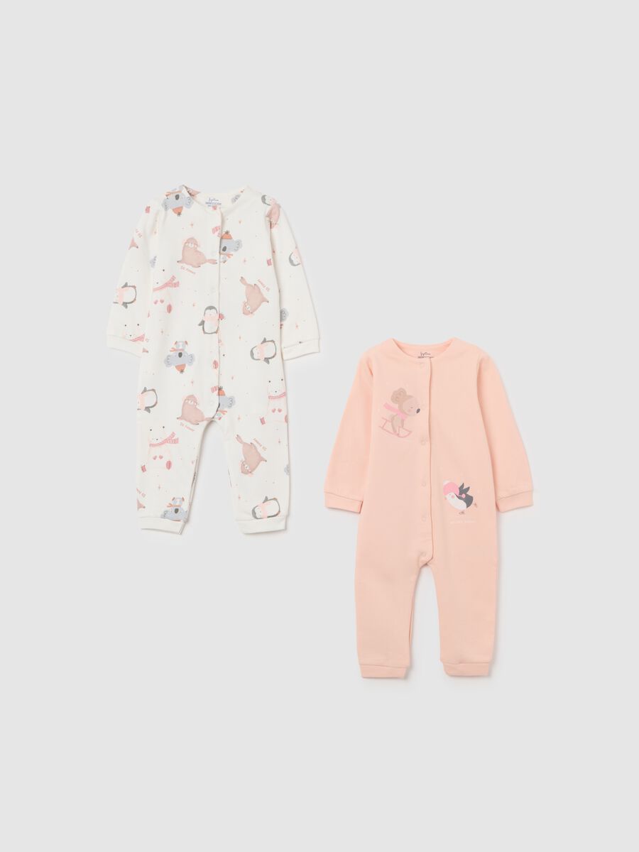 Multicolour newborn romper twin pack in pure cotton with prints_0