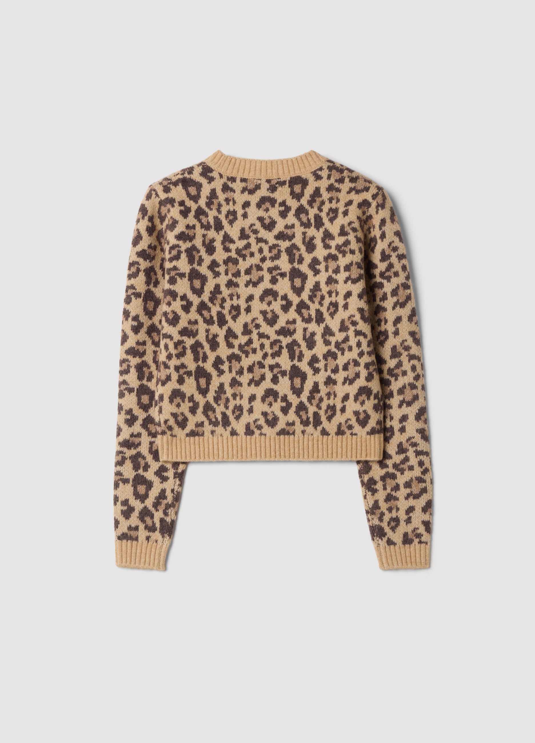 Maglione beige girocollo in lana elasticizzata