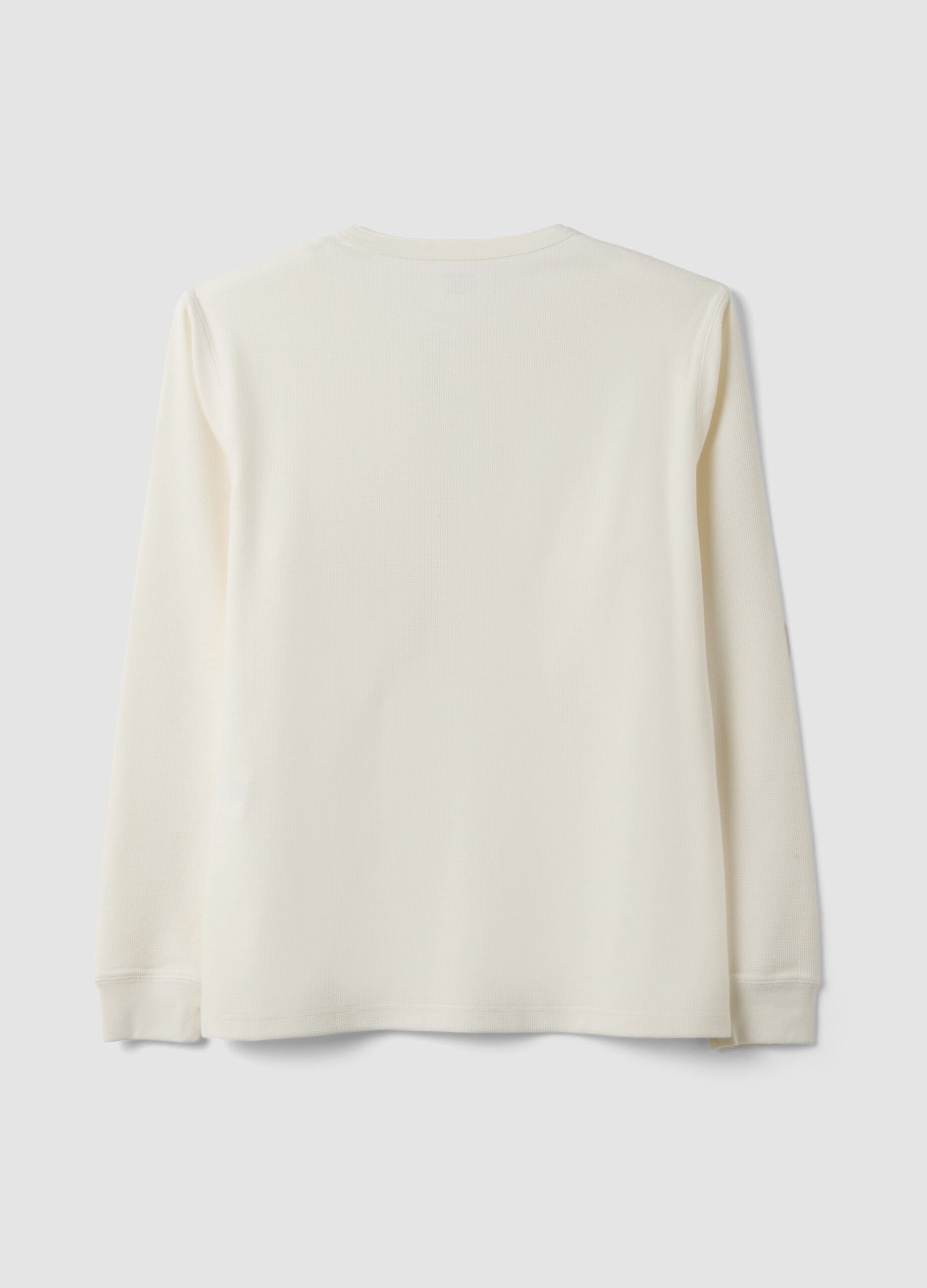 Wei&szlig;es Regular-Fit T-Shirt aus Viskosemix mit Waffelstruktur