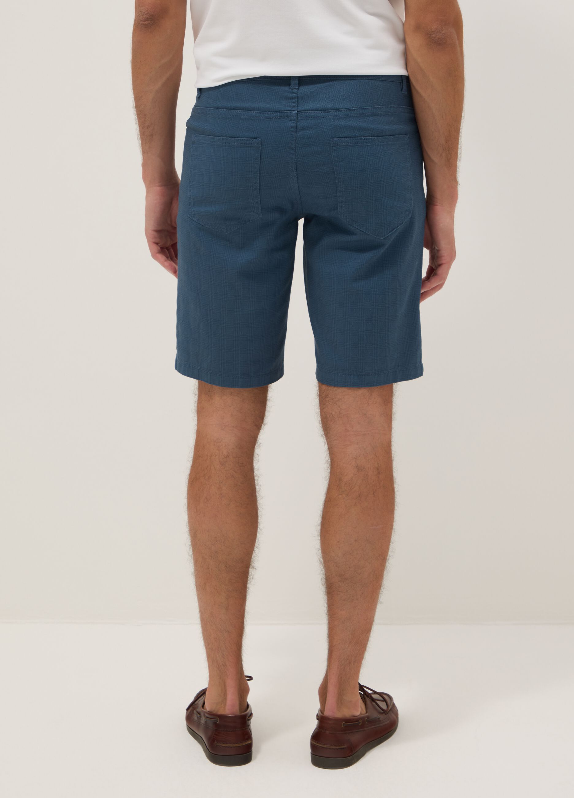 Blue pure cotton regular-fit Bermuda shorts