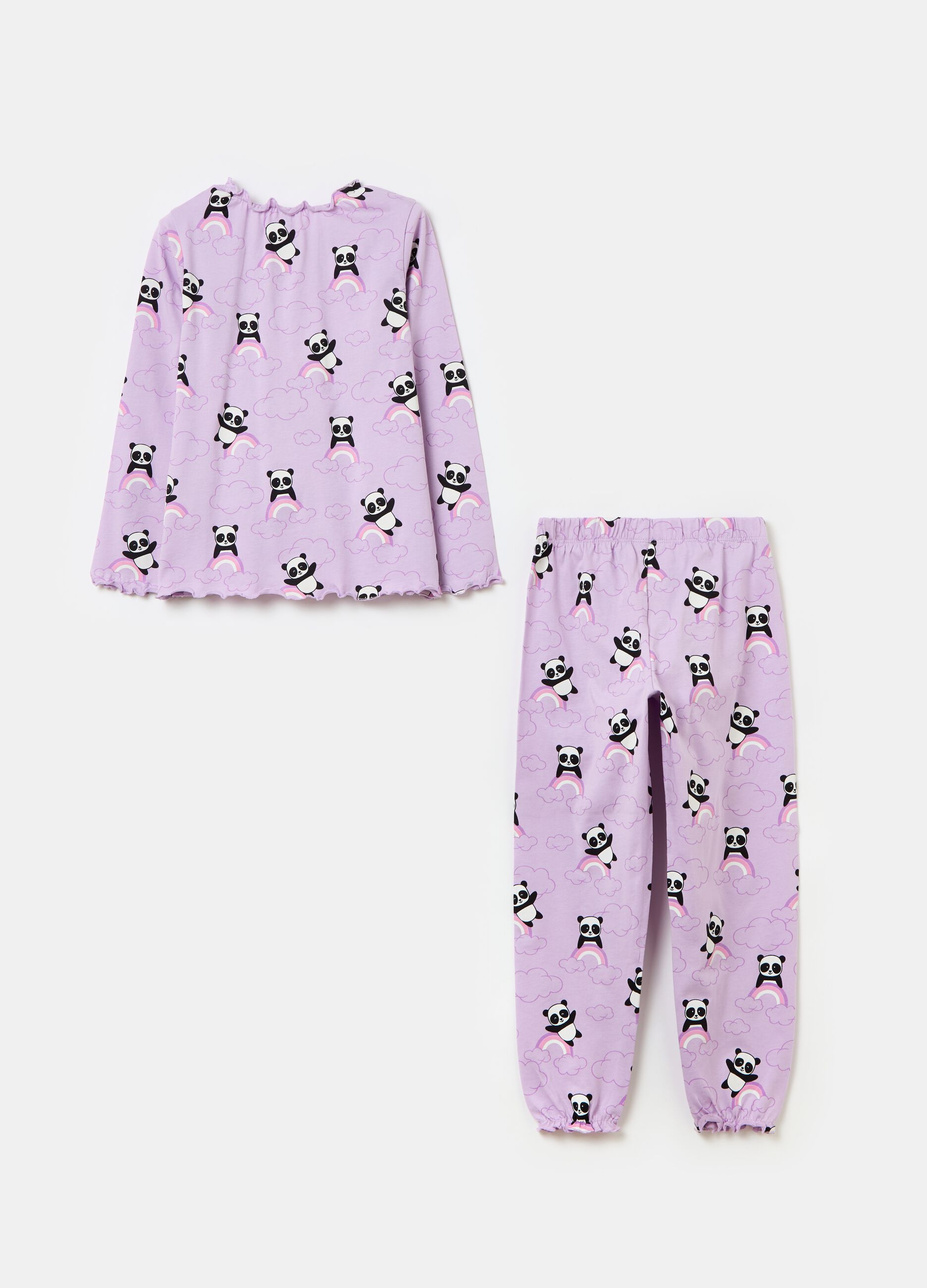 Pijama de algodón orgánico con estampado panda