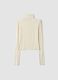White stretch viscose top with mock neck, slim fit_2