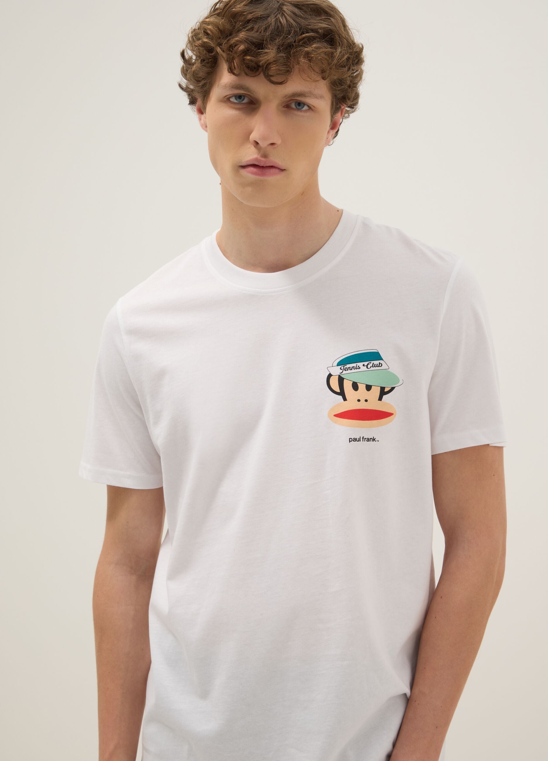 Wei&szlig;es T-Shirt mit Paul-Frank-Print aus reiner Baumwolle, Regular Fit