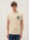 Beige regular fit pure cotton t-shirt with dragon print_0