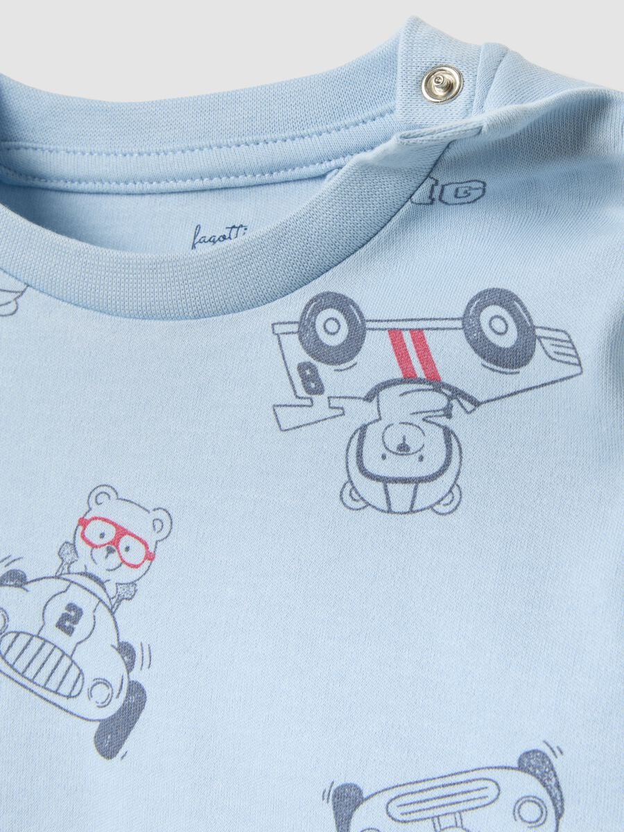 Pyjama bleu clair en pur coton bio imprim&eacute; pour b&eacute;b&eacute; et petit gar&ccedil;on_2