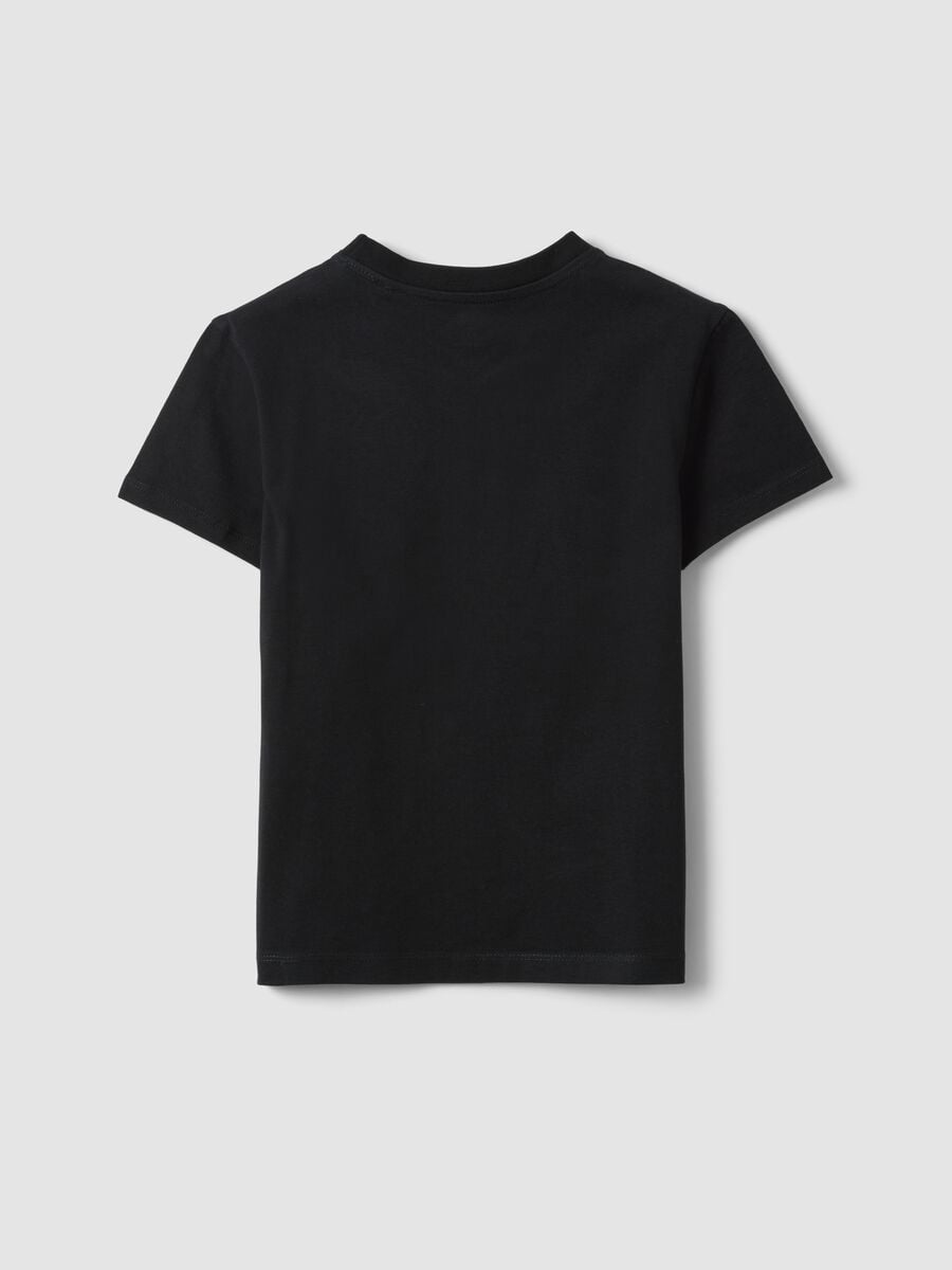 Schwarzes T-Shirt aus reiner Bio-Baumwolle mit silbernem Print f&uuml;r M&auml;dchen_1