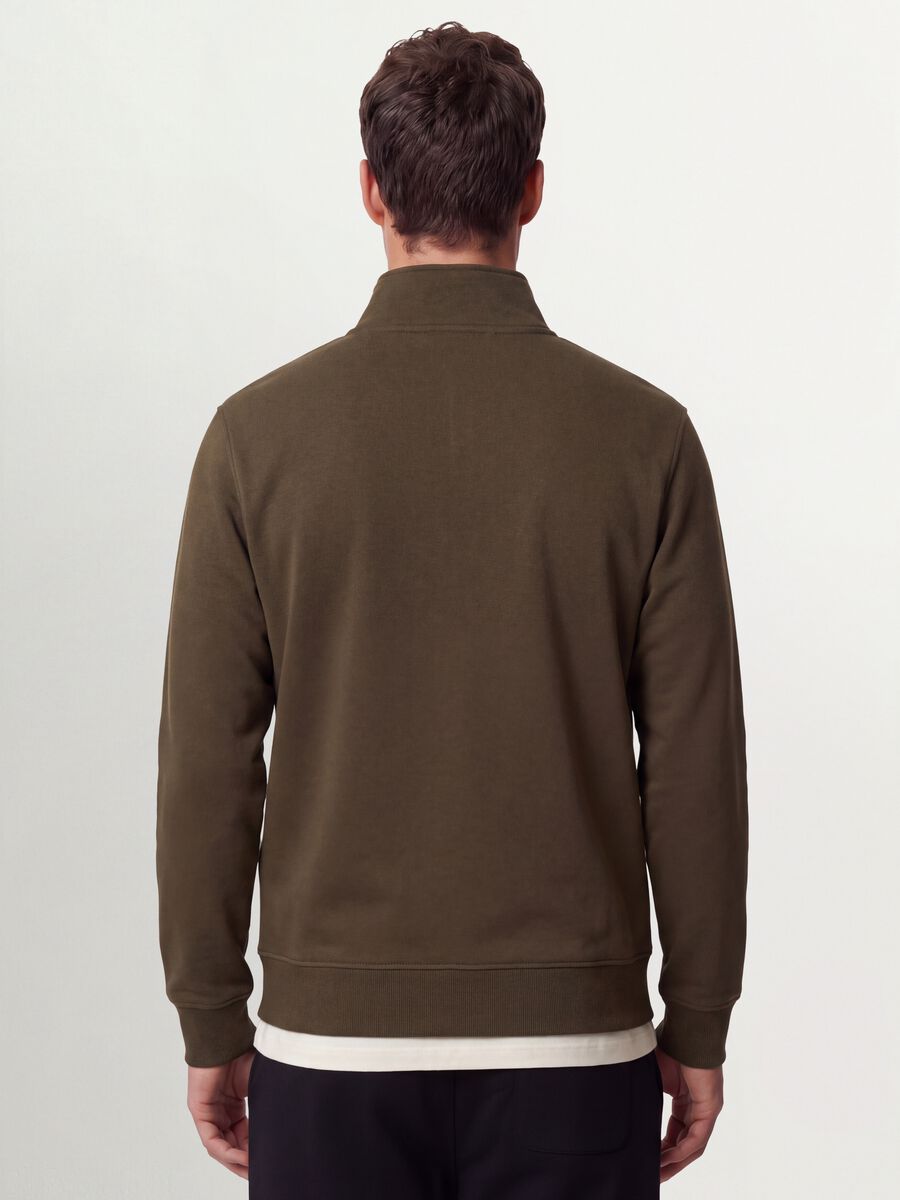 Green cotton-blend regular-fit sweatshirt with zip and crew neck_3