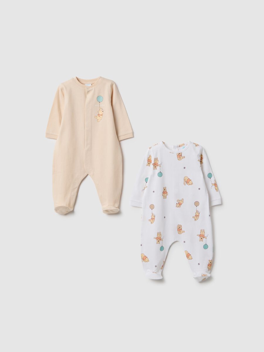 Multi-coloured pure cotton baby sleepsuits twin-pack with Disney prints_0
