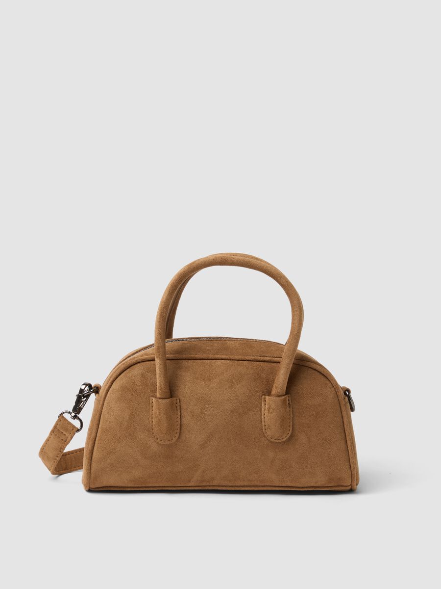 Borsa marrone a doppi manici in tessuto elasticizzato_2