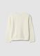 White crew-neck jumper with raised hearts, regular fit, for girls_1