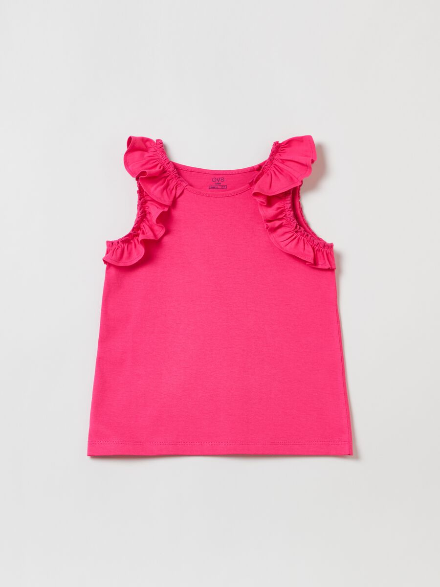 Cotton tank top with frills_0