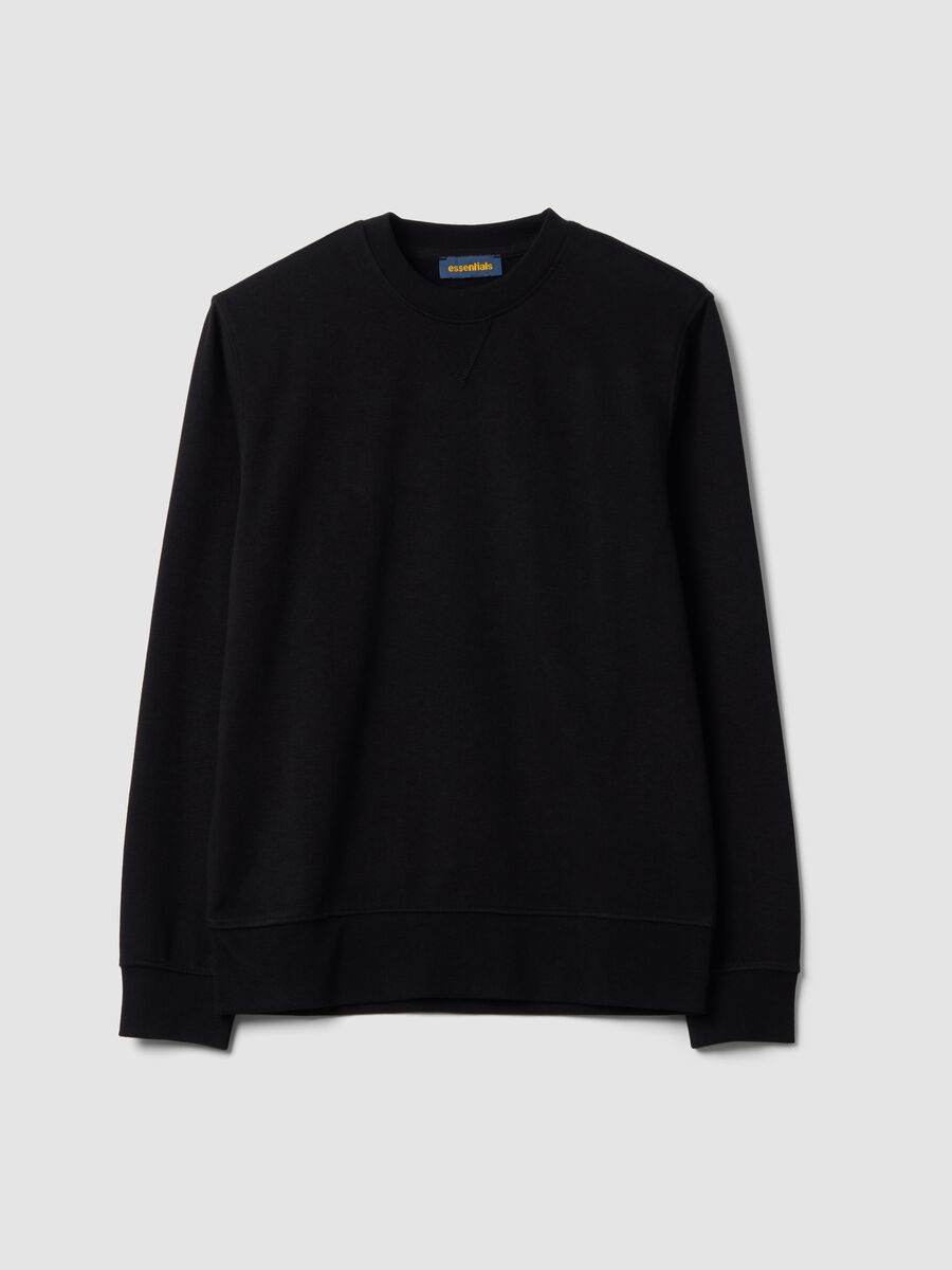 Black crew-neck sweatshirt in cotton blend, regular fit_4