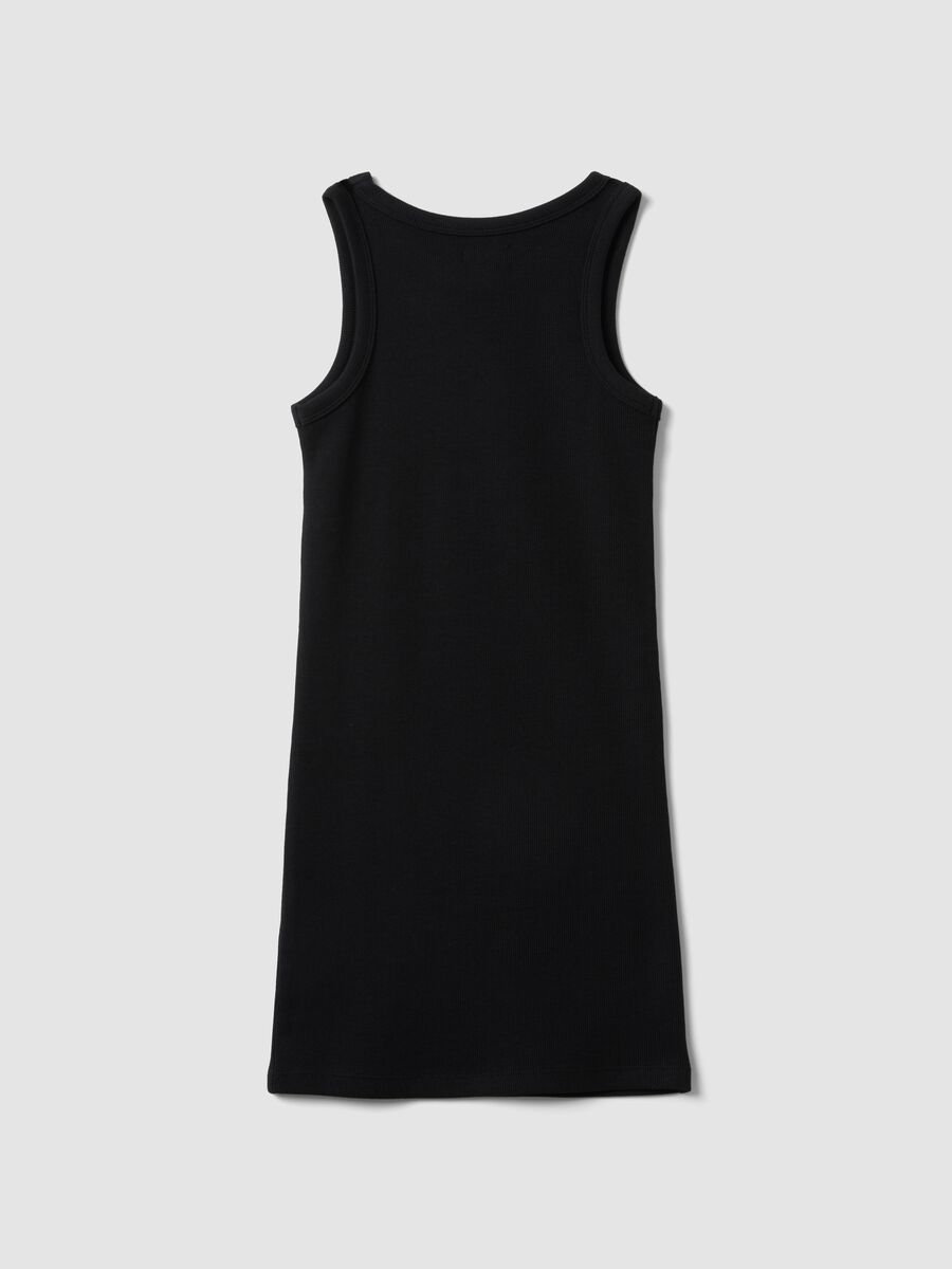&Auml;rmelloses, figurbetontes M&auml;dchenkleid aus schwarzem Stretch-Baumwolle_1