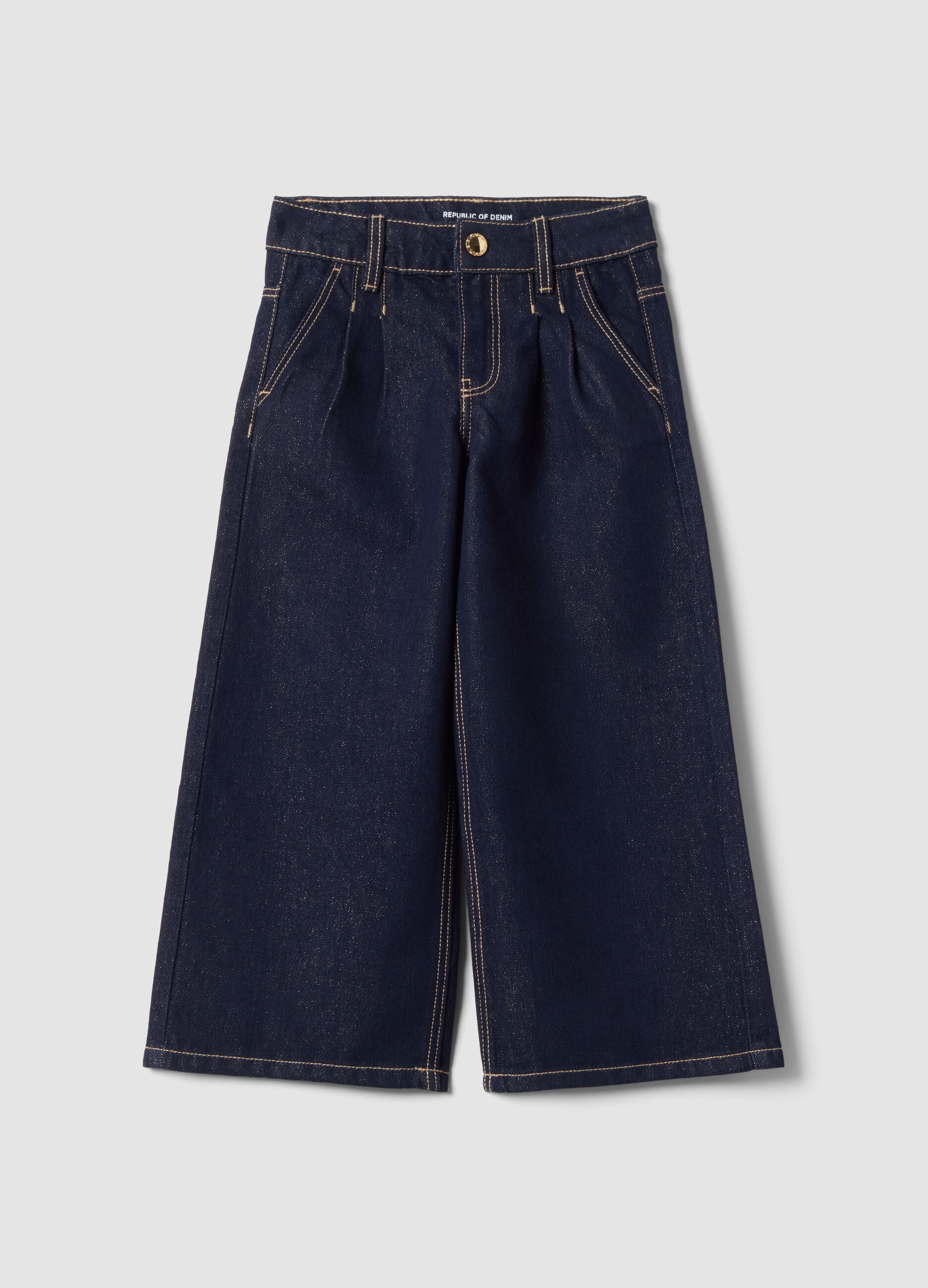 Blue wide-leg jeans in a cotton and lyocell blend